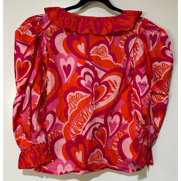 Alden Adair Jean Top Lovers Lane Size Medium NWT Red Pink Romantic Blouse - Picture 8 of 14